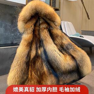 派克服男冬可拆卸内胆中长款尼克服加厚保暖皮毛一体大衣皮草外套