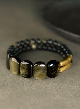 天然黑曜石手链原创设计