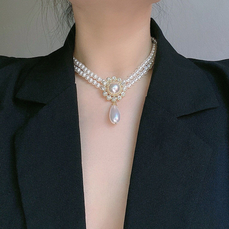 TinySylvie双层珍珠镀金锁骨链