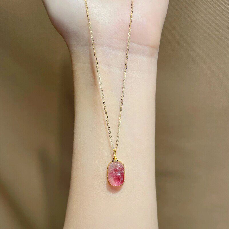 TinySylvie粉红碧玺精致锁骨链