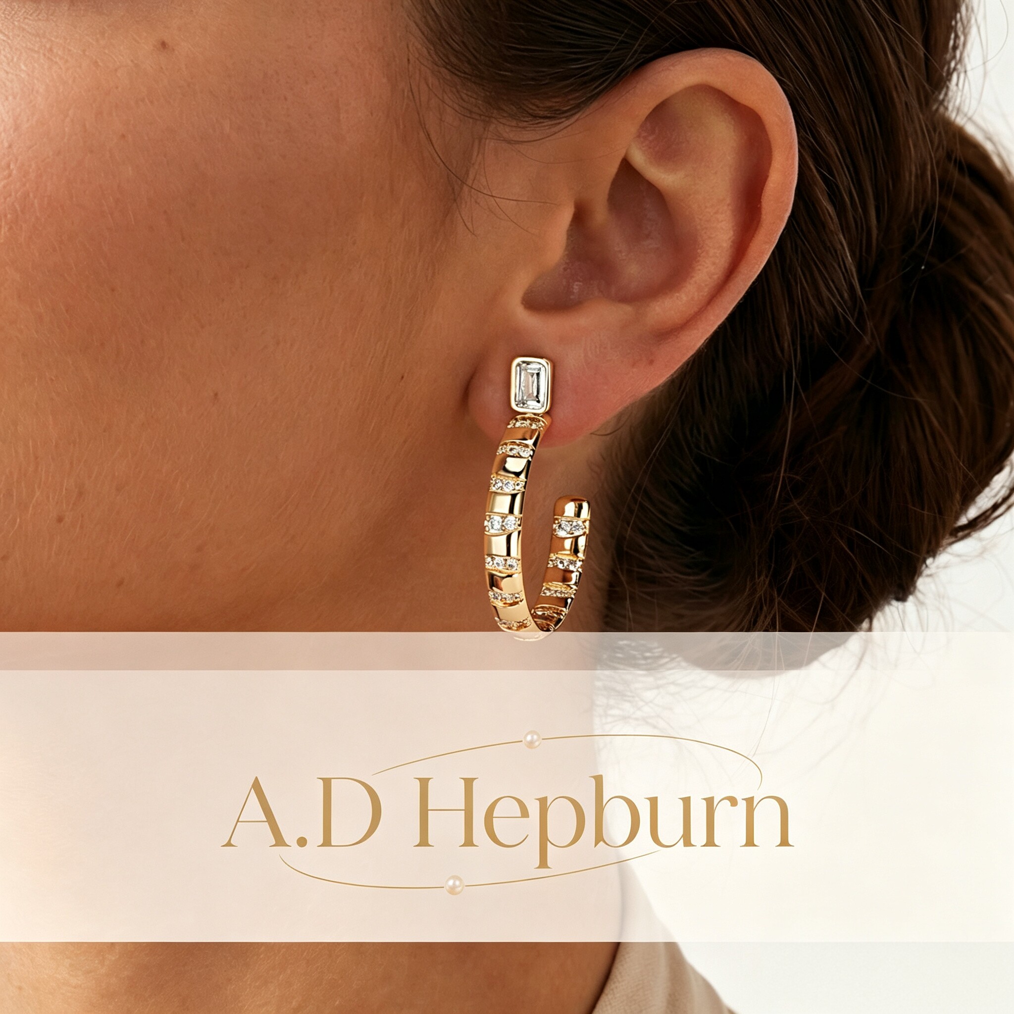 A.DHepburn欧美双C拉满耳圈耳钉