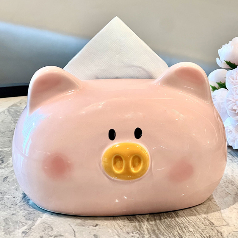 猪猪纸巾盒抽纸盒家用客厅纸抽盒创意陶瓷纸巾收纳高级感新款纸盒,收纳整理,纸巾盒,淘宝优惠券,粉丝福利购,淘宝优惠卷