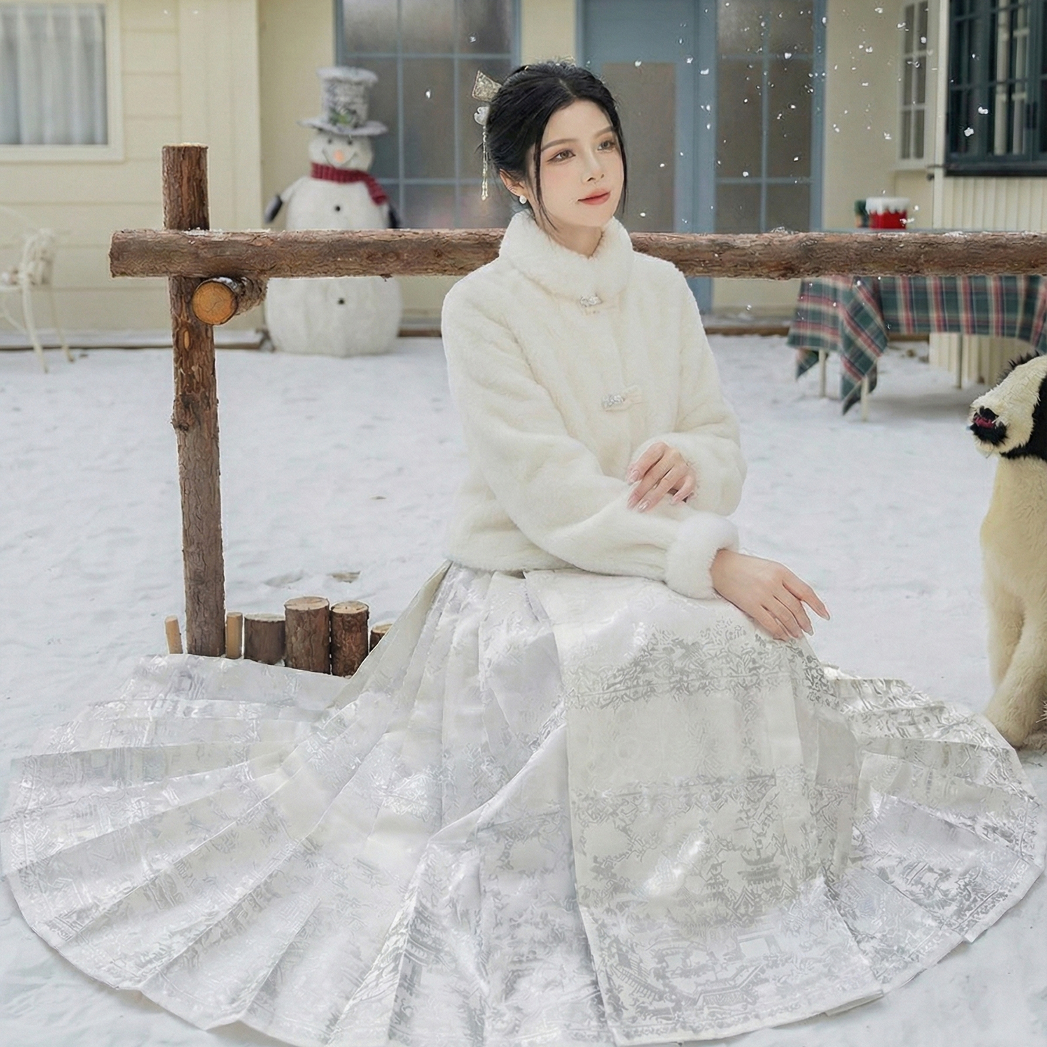 星河汉歌新中式马面裙毛呢套装