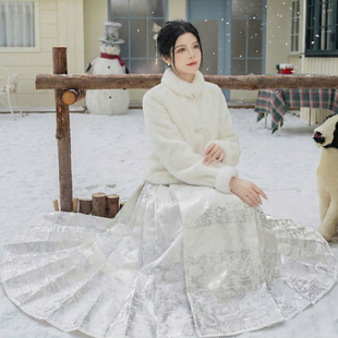 星河汉歌蓬莱白色马面裙明制汉服冬日常2026新款新中式上衣套装女