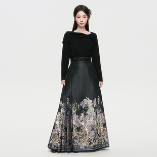 冬汉服日常 新中式 星河汉歌凤信紫国风黑色马面裙女套装 2025新款