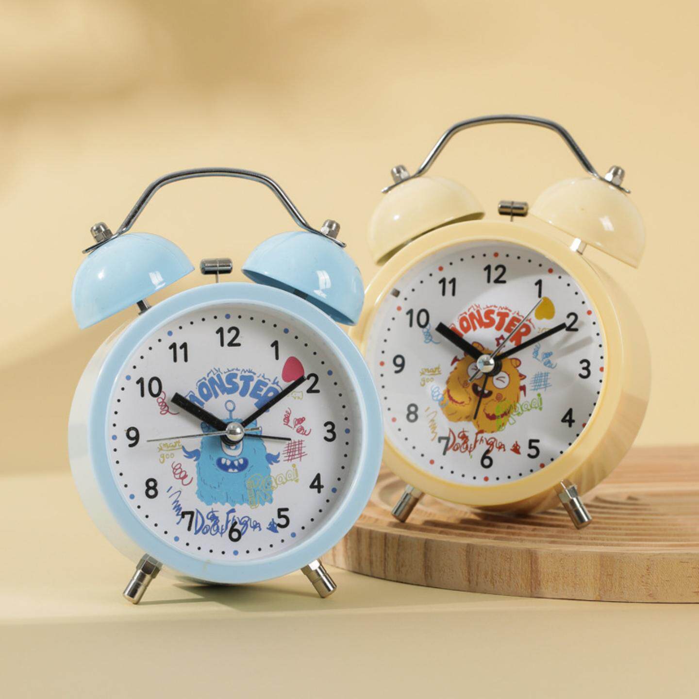 卡通可爱定时儿童钟表小学专用床头超大声桌面时钟初中生闹钟塑料