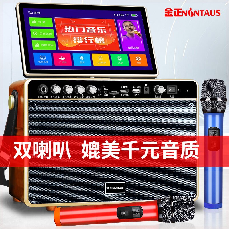 金正手提广场舞音响带显示屏肩背视频声卡一体蓝牙音箱式户外K歌