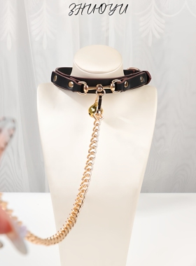 灼欲*可爱Puppy小狗铃铛牵引项圈choker女小众皮项链饰品情侣礼物