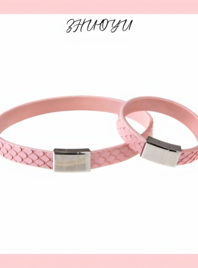 灼欲* 真皮手环手链项圈磁吸puppy蛇皮定制脖chocker刻字简约素圈