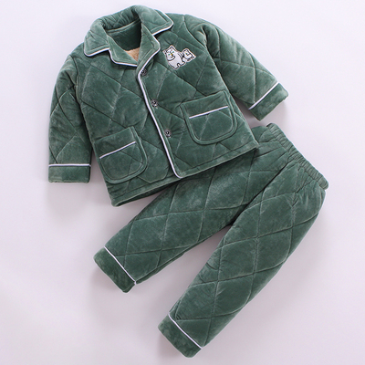 男孩夹棉珊瑚绒家居服