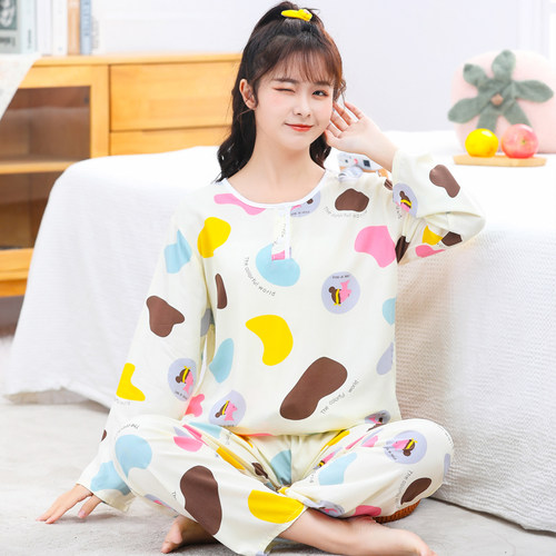 夏季青少年棉绸睡衣套装