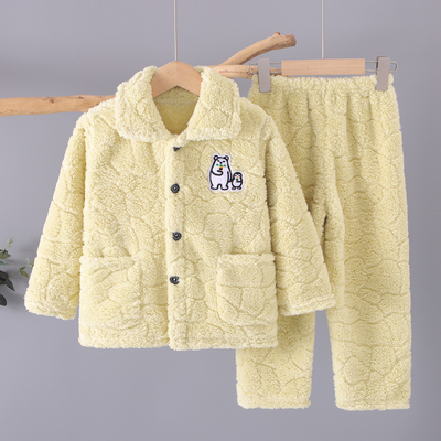 儿童加厚法兰绒睡衣秋冬季