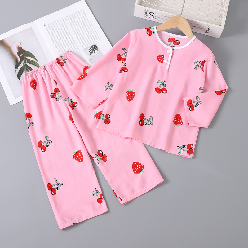 夏季女童绵绸家居服套装