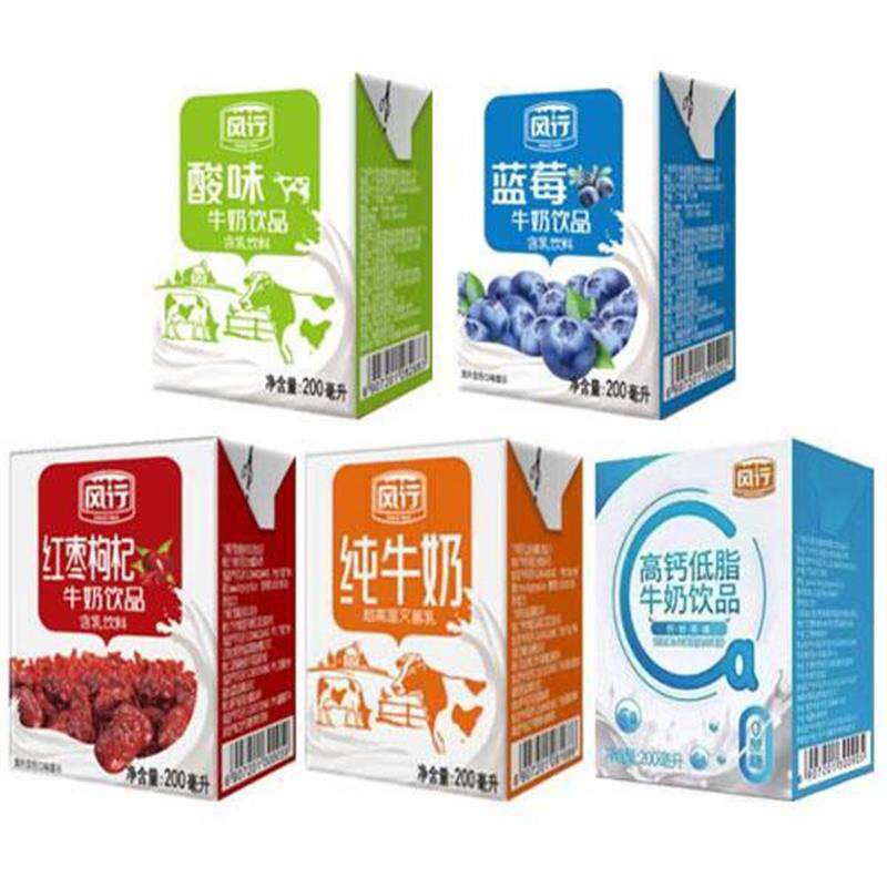 热销风行牛奶原味酸奶200ml*24盒 蓝莓红枣枸杞纯牛奶整箱装