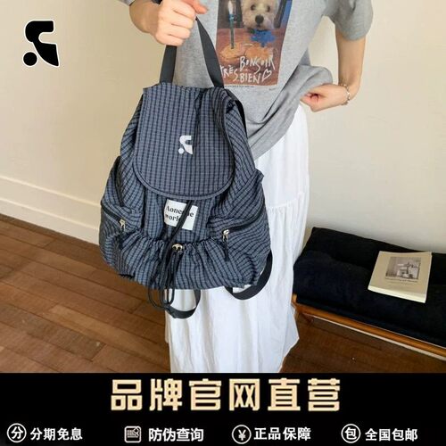 RR VEPHF【正品】抽带双肩包新款大容量通勤格子背包休闲电脑包