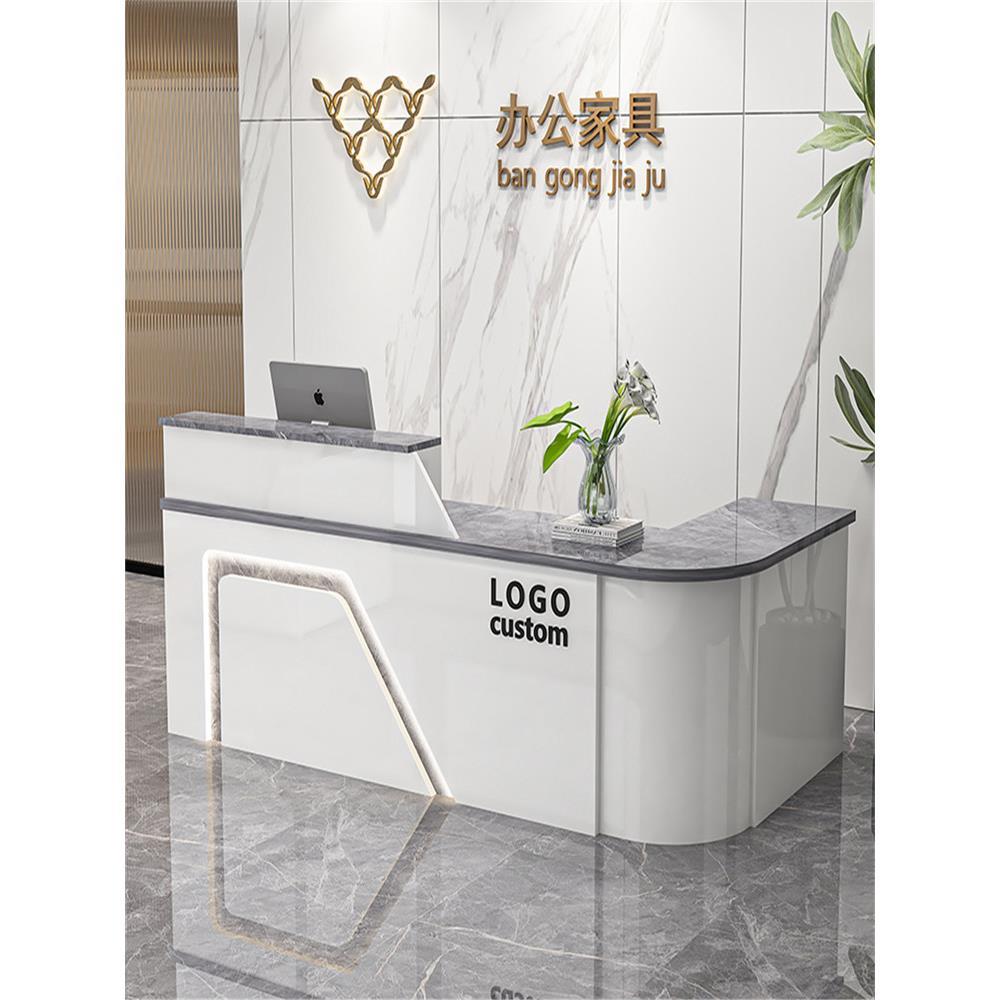 公司前台桌接待台吧台店铺收银台半圆转角美容院水果店超市圆弧柜