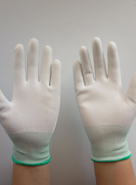 PU涂掌手套尼龙白色涂掌手套佳创透气尼龙浸胶劳保手套