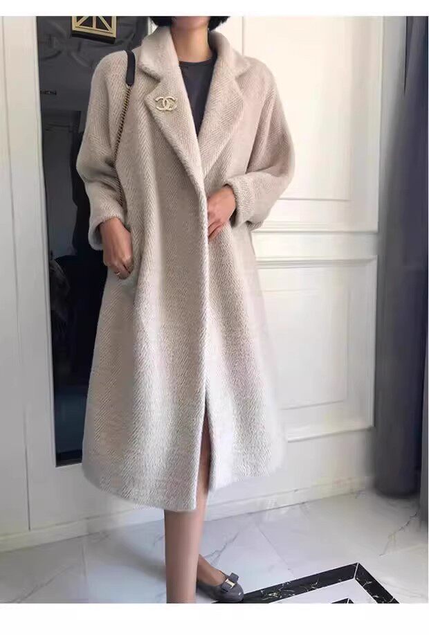 icicle之禾正品女装2024冬季新款赫本风中长款羊绒毛呢子大衣外套