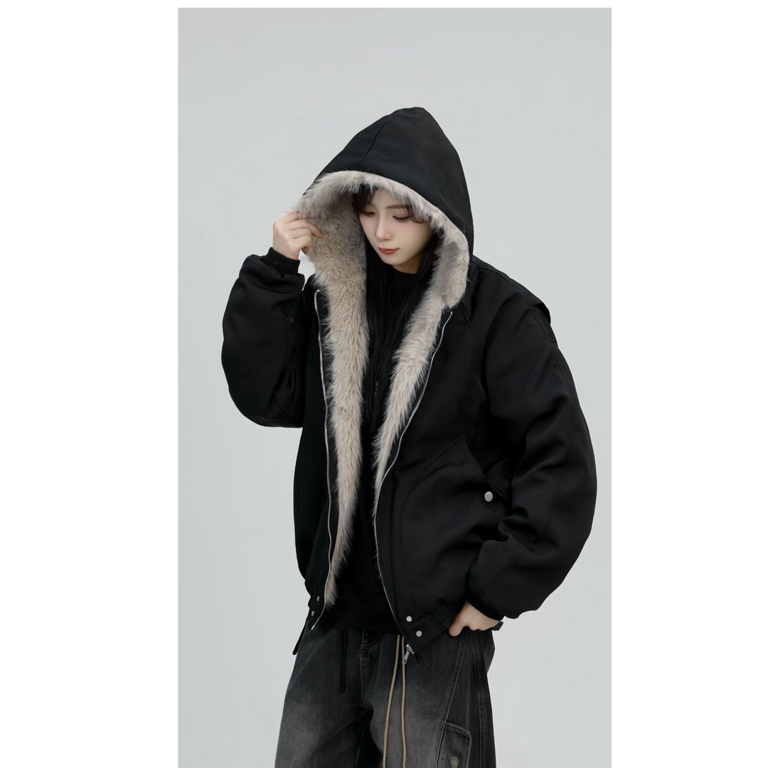 抖音同款连帽座山雕情侣棉服外套