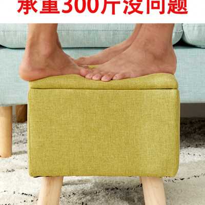 换鞋凳家用多功能沙发凳矮凳现代门口客厅实木布艺收纳凳储物凳子