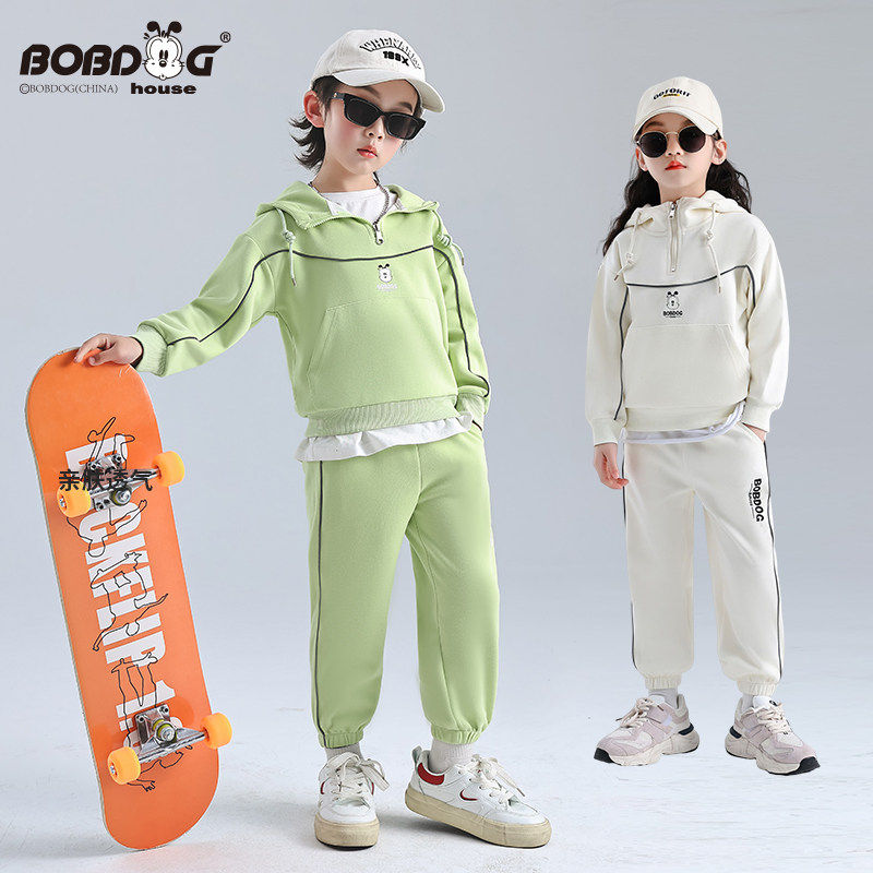 巴布豆儿童套装2025春季马克龙色中大童运动服连帽卫衣裤子男女童,童装/婴儿装/亲子装,套装,淘宝优惠券,粉丝福利购,淘宝优惠卷