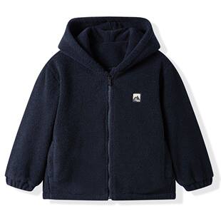 巴布豆童装儿童外套冬季男女童中大童夹棉加厚保暖连帽上衣拉链款