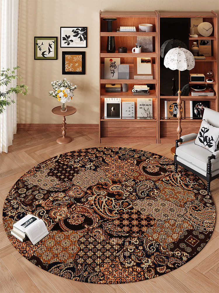 覆古民族风格摩洛哥圆形客厅地毯阳台挂篮卧室床边毯子电脑转椅地