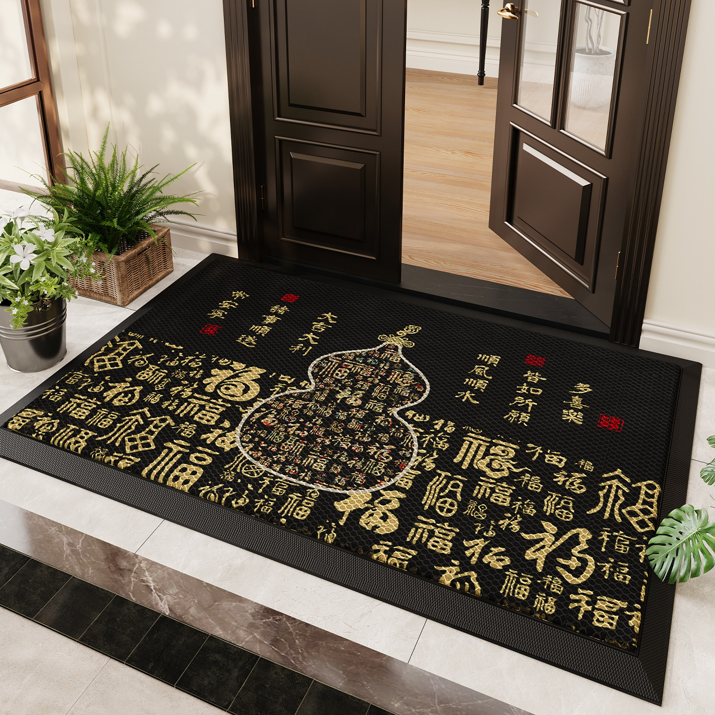 中式福禄别墅大门口入户门垫室外耐脏免洗丝圈脚踏垫防水防滑地毯,居家布艺,入户地垫,淘宝优惠券,粉丝福利购,淘宝优惠卷