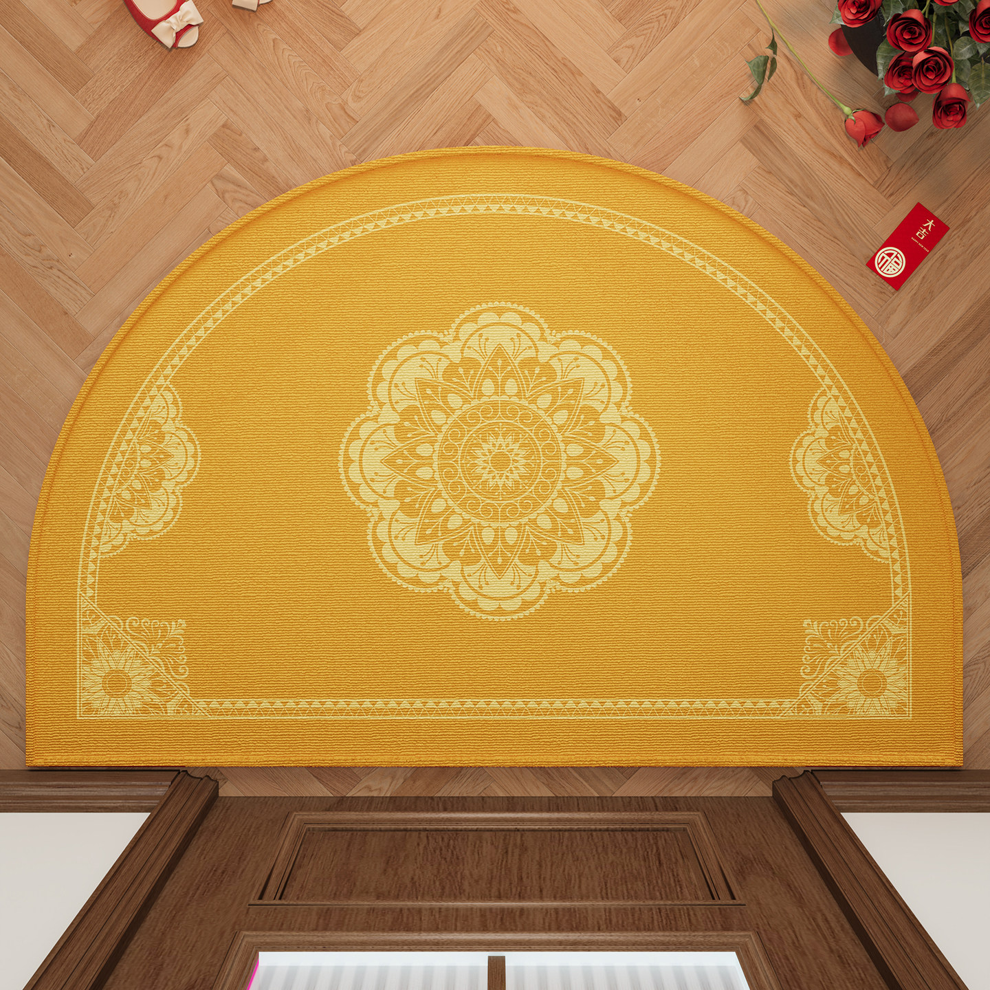 朝西朝北门开运镇宅半圆地垫金色风水地毯入户门防滑除尘蹭脚垫厚,居家布艺,入户地垫,淘宝优惠券,粉丝福利购,淘宝优惠卷