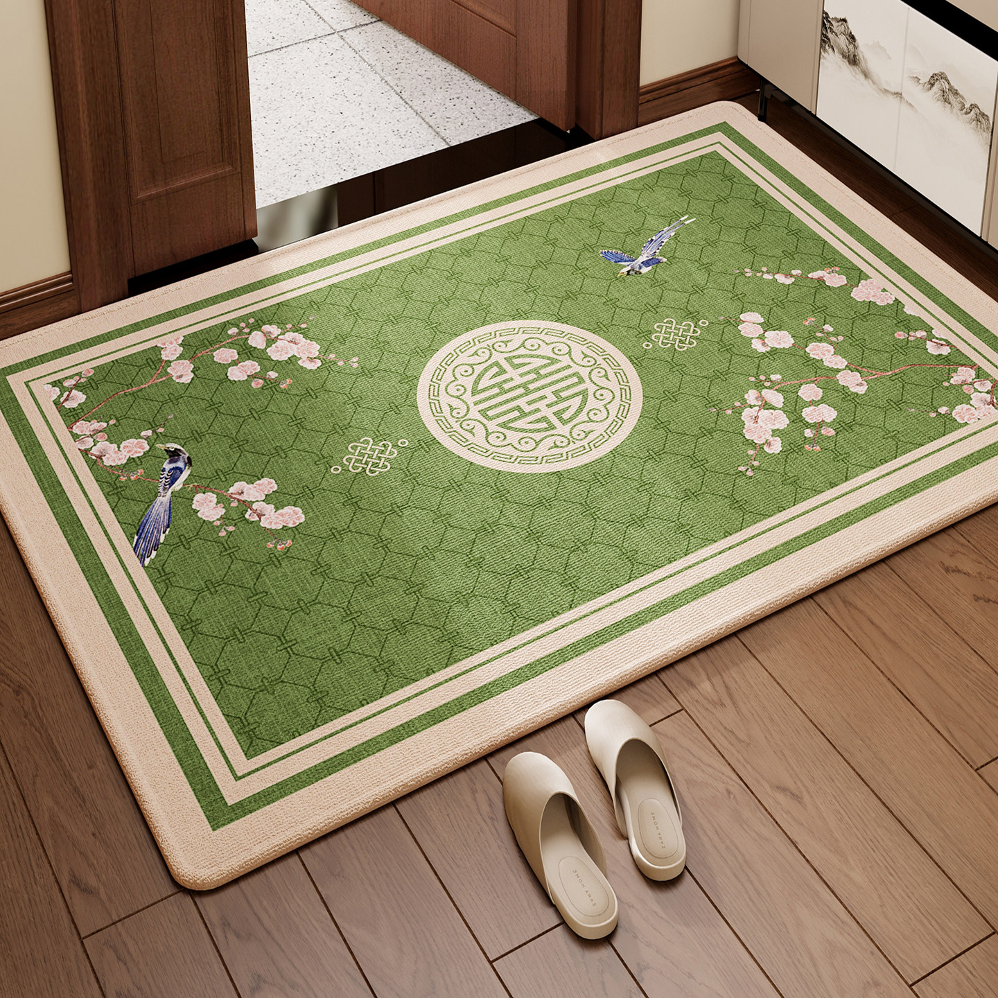新中式国风清新地垫入户门垫进门高级感圈绒地毯入门门口蹭土脚垫,居家布艺,入户地垫,淘宝优惠券,粉丝福利购,淘宝优惠卷
