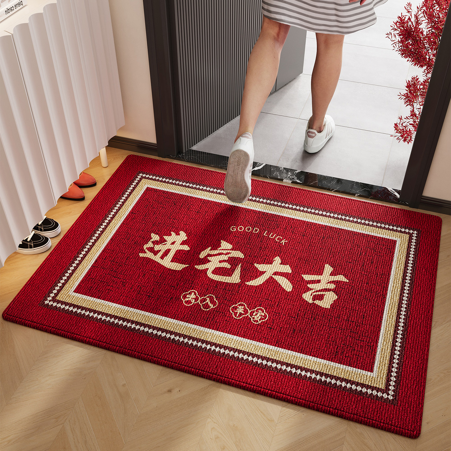 乔迁专用地垫入户门垫新款进门红色门口脚垫喜庆家用玄关防滑地毯,居家布艺,入户地垫,淘宝优惠券,粉丝福利购,淘宝优惠卷