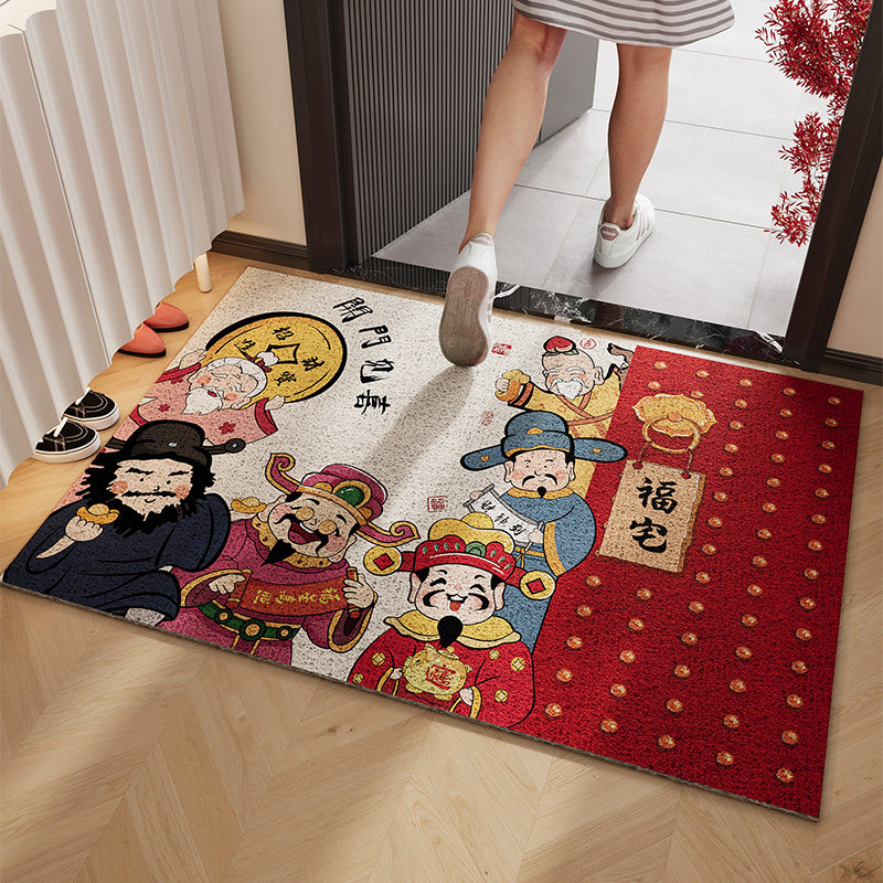 开运五路财神进门脚垫可裁剪丝圈地垫入户门垫耐脏防滑蹭土垫定制,居家布艺,入户地垫,淘宝优惠券,粉丝福利购,淘宝优惠卷