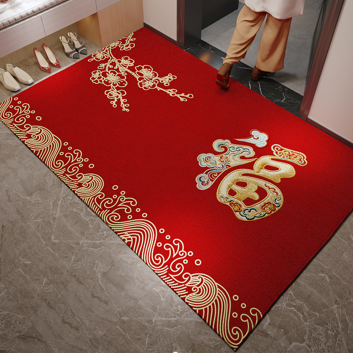 入户门地垫入户门垫进门门口地毯结婚喜庆新年乔迁红色马年脚垫,居家布艺,入户地垫,淘宝优惠券,粉丝福利购,淘宝优惠卷