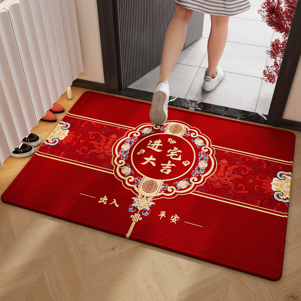 新中式入户门地垫高档进门防滑耐脏地毯红色比利时绒喜庆蹭土脚垫,居家布艺,入户地垫,淘宝优惠券,粉丝福利购,淘宝优惠卷
