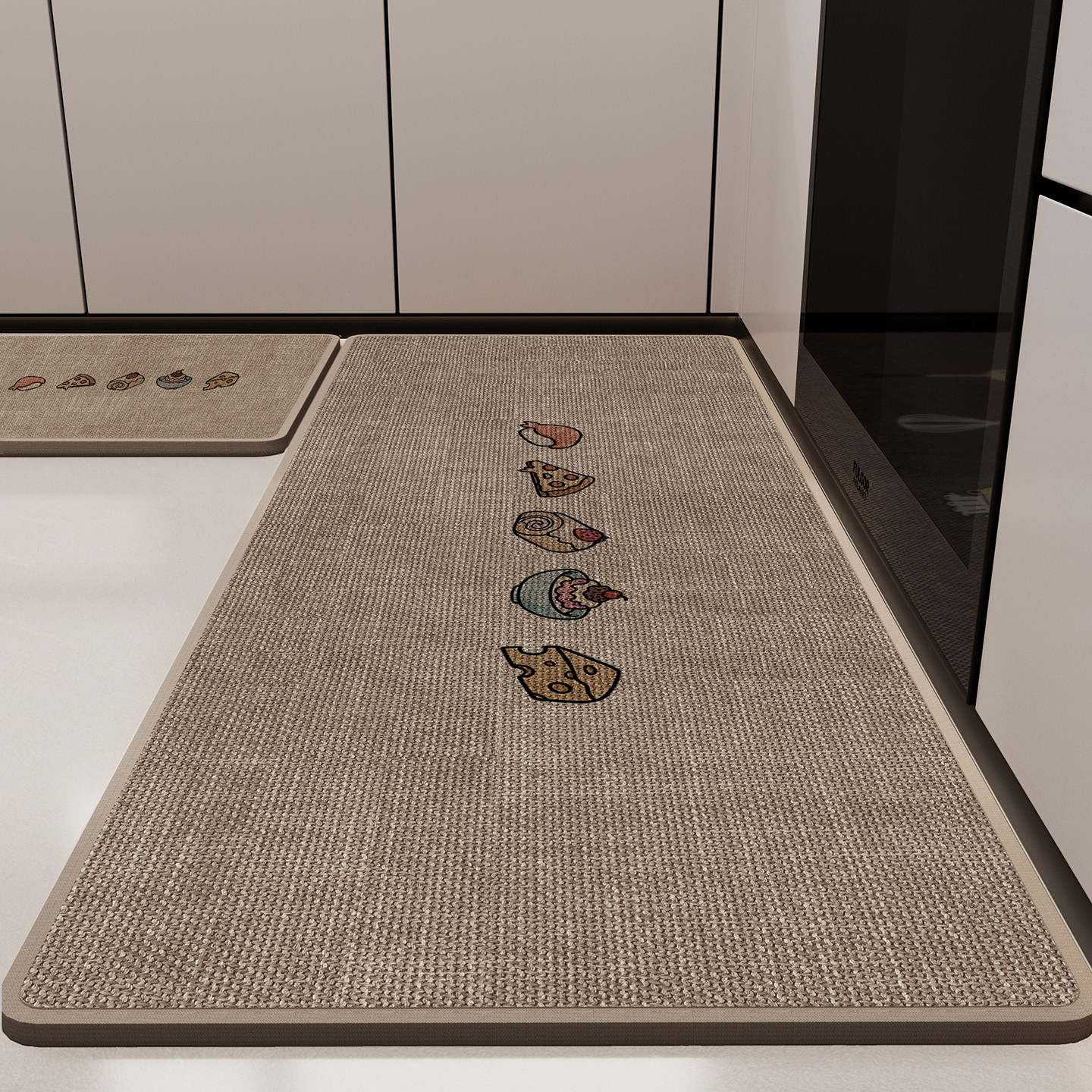 亚麻编织厨房地垫厚卡通轻奢吸水吸油防滑专用耐脏地毯长条脚垫子,居家布艺,厨房地垫,淘宝优惠券,粉丝福利购,淘宝优惠卷