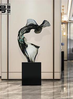 现代轻奢透明树脂雕塑摆件酒店大堂抽象艺术售楼处过道落地装饰品