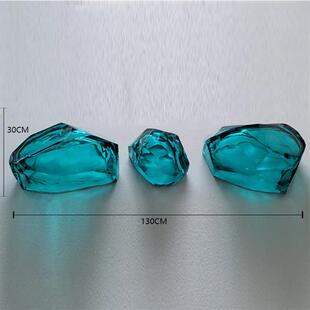 现代简约酒店大堂售楼处大厅装饰摆件透明石头雕塑艺术品景观小品