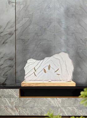 新中式酒店会所田园风格透明假山桌面摆件树脂软装家居工艺品摆设
