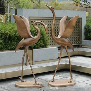 玻璃钢户外仙鹤雕塑景观仿真鹤假山水池装饰庭院摆件大丹顶鹤模型