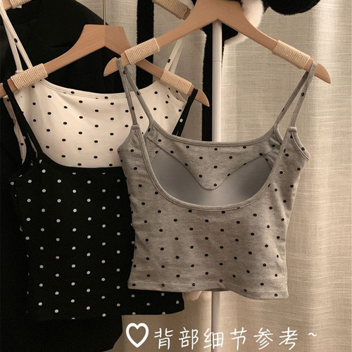 纯欲辣妹百搭美背吊带背心带胸垫