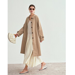 暗门襟单排扣风衣女极简ROW风显瘦翻领长款 新款 外套 ROC秋季 LIAC