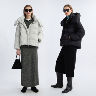 加厚外套女 90白鸭绒羽绒服小个子保暖连帽2025短款 LIAC ROC冬季