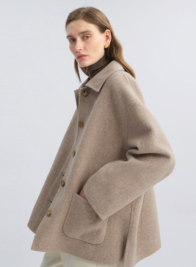 LIAC ROC秋冬100%澳毛毛呢外套女2025新款经典廓型中长款气质大衣