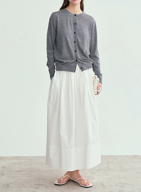 LIAC ROC 25春夏新品设计感褶皱微花苞半裙白色连腰叠褶半身裙