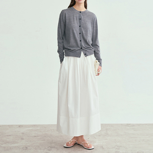 设计感褶皱微花苞半裙白色连腰叠褶半身裙 25春夏新品 LIAC ROC