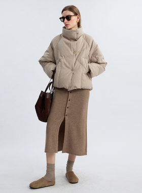 LIAC ROC冬季气质立领新国标90鹅绒服柔软亲肤桑蚕丝设计感轻外套