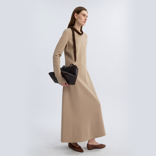 简约风修身 针织纯羊毛连衣裙女秋冬新款 百搭慵懒长裙 ROC长袖 LIAC