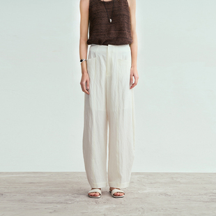 ROC 百搭白色肌理感长裤 25春季 天丝大口袋微镰刀西裤 女 新品 LIAC