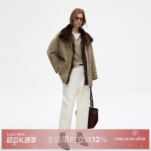 LIAC ROC90鹅绒羽绒服2025冬季工装风派克服狐狸毛领防风保暖女
