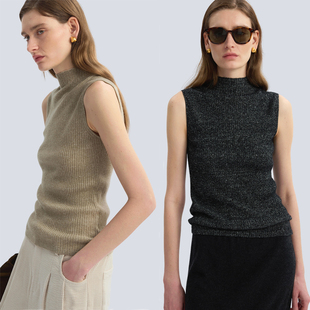 打底衫 LIAC 饰扣背心毛衣女山羊绒内搭无袖 针织立领装 ROC2025秋季